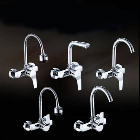 Luxury Wall Mounted Double Holes Flexible Kitchen Faucet Mixers Sink Tap Wall Kitchen Faucet Hot