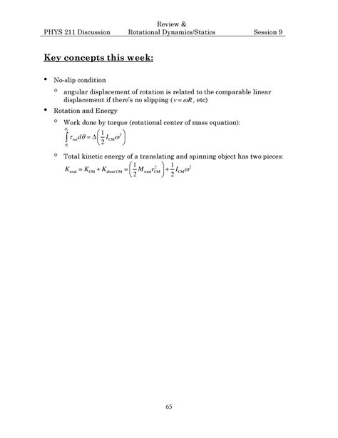 Discussion 9 Phys 211 Discussion Rotational Dynamicsstatics Session