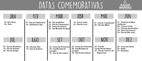 Datas Comemorativas Kalux Brindes