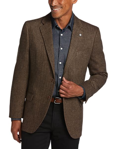 Nautica Modern Fit Sport Coat Brown Herringbone Tweed Mens Sport