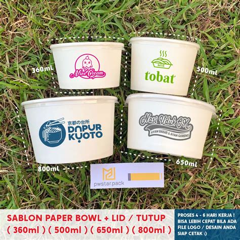 Jual SABLON CETAK PAPER BOWL 360ml 500ml 650ml 800ml HARGA SUDAH