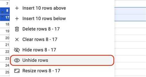 How To Unhide Rows In Google Sheets Easy Ways