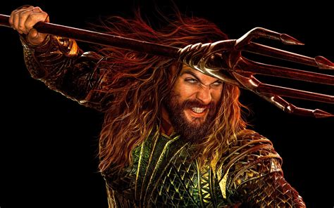 Aquaman DC Comics Poster Trident Black Background Arthur Curry 2K