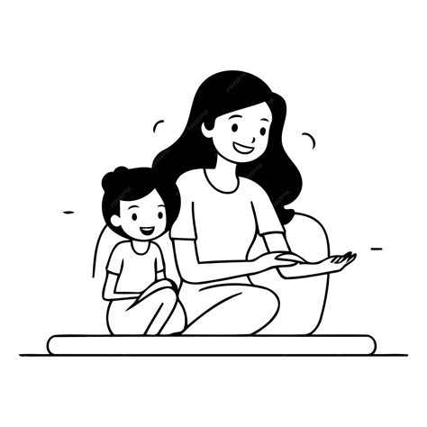 Premium Vector Mother And Daughter Sitting On The Floor Vector