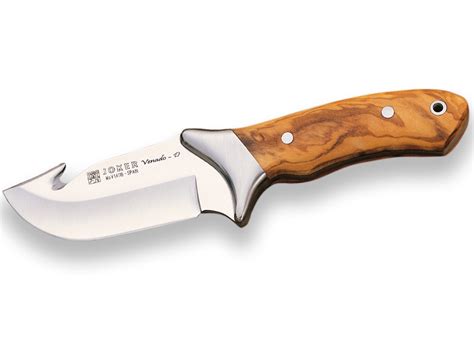 OLIVE WOOD HANDLE GUT HOOK 10 CM STAINLESS STEEL FIXED BLADE JOKER