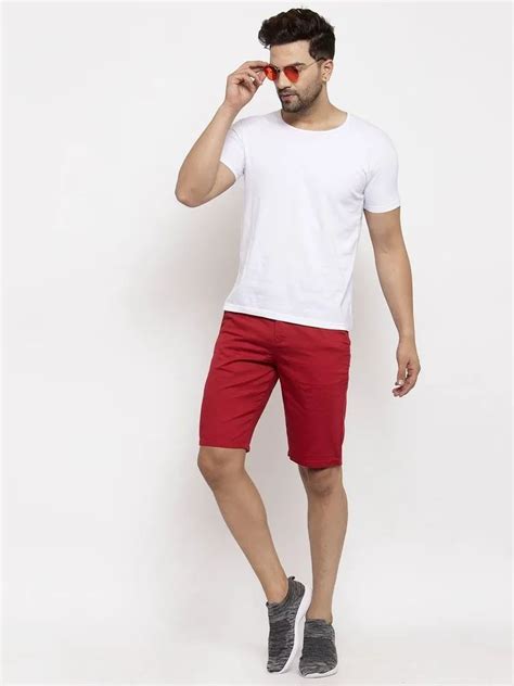 Solid Cotton Men Red Short Casual Shorts Size Medium At Rs 600 In