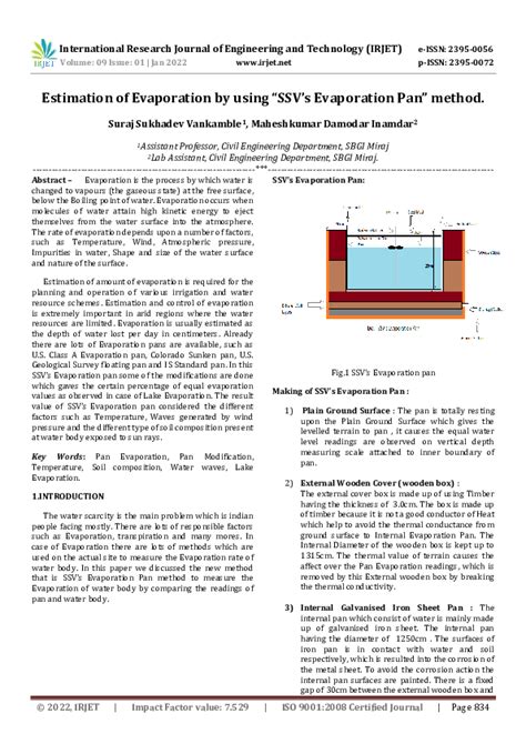 (PDF) Estimation of Evaporation by using "SSV's Evaporation Pan" method