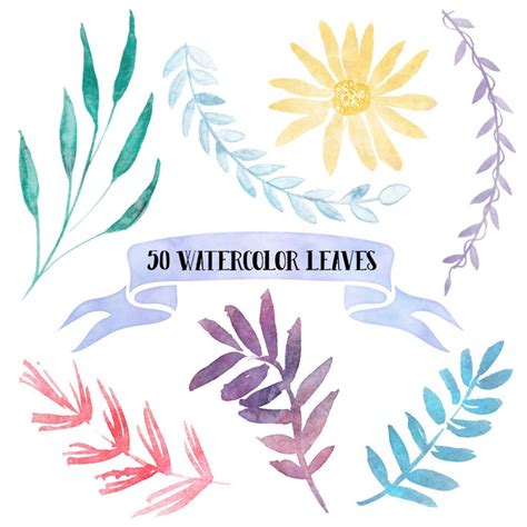 Watercolor Leaves Clipart Leaves Watercolor Clipart Hearts | Etsy