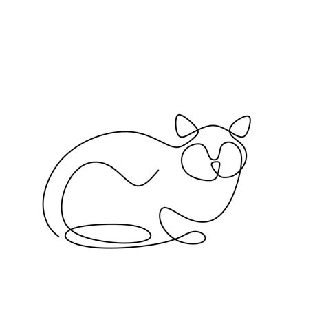 Dibujo Continuo De Una Línea De Siluetas De Gatos Lindos Felices Gatos