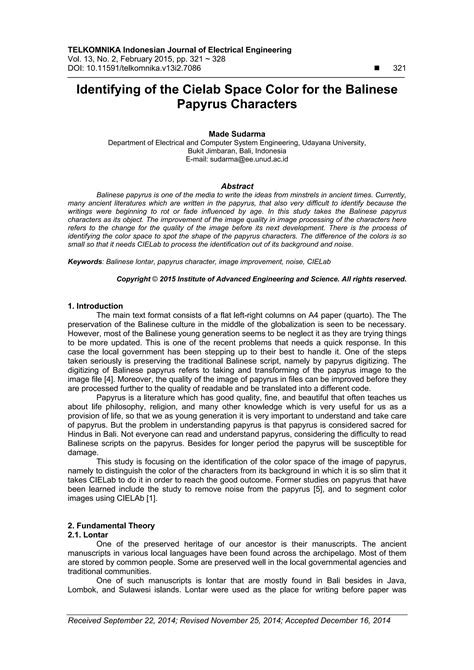 Identifying Of The Cielab Space Color For The Balinese Papyrus