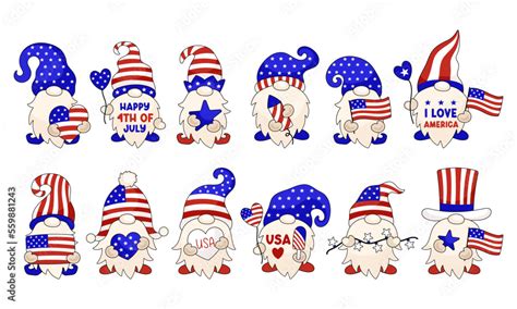 Independents Day Vector Clipart 4th Of July Vector Illustration Set