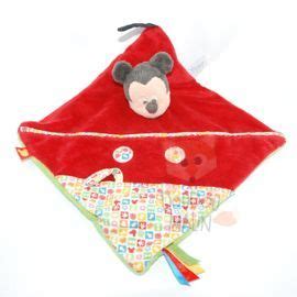 Disney Baby Doudou Souris Mickey Carr Plat Rouge Poche Attache T Tine