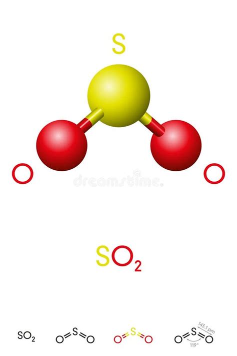 Molécula Del Dióxido De Azufre De La So2 Ilustración Del Vector Ilustración De Esfera