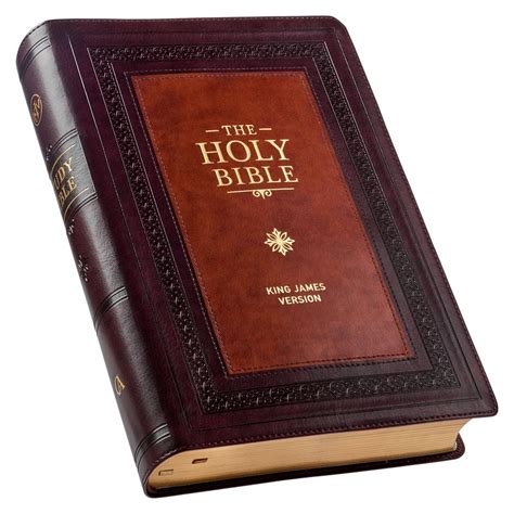 Burgundy And Saddle Tan Faux Leather Large Print King James Version