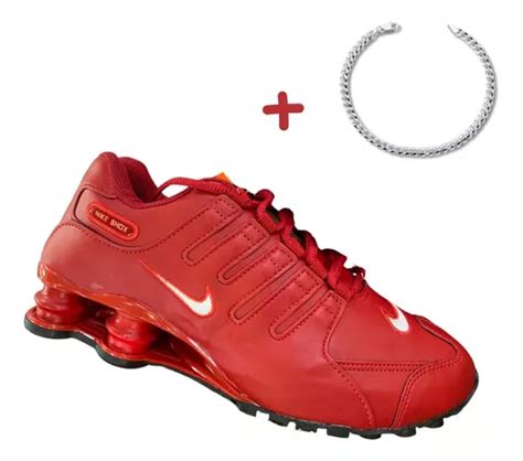 Tenis Nike Shox Nz 4 Molas Vermelho Mais Pulseira Brinde Parcelamento