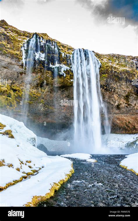 Seljalandsfoss winter northern lights hi-res stock photography and ...