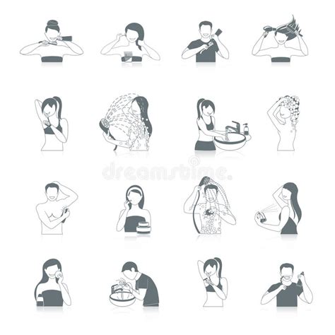 Set Bathroom Personal Hygiene Icons Stock Illustrations 787 Set