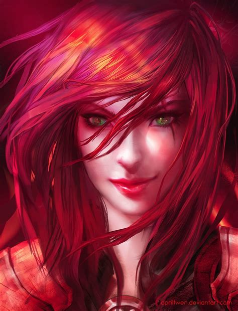 Wallpaper Illustration Redhead Anime Red League Of Legends Hair