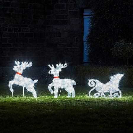 Lights4fun 8er Set Studley LED Rattan Rentier Familie Weihnachts Figur