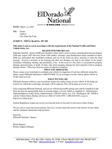 Fillable Online Nhtsa Recall No V This Notice Is Sent To You Fax