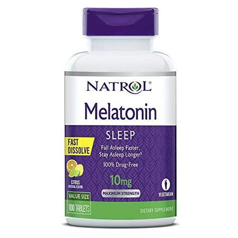 Natrol Melatonin Fast Dissolve Maximum Strength Citrus 10 Mg 100