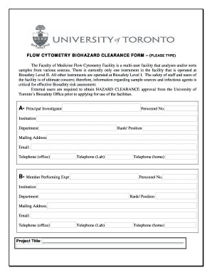 Fillable Online Immunology Utoronto Flow Cytometry Biohazard Clearance