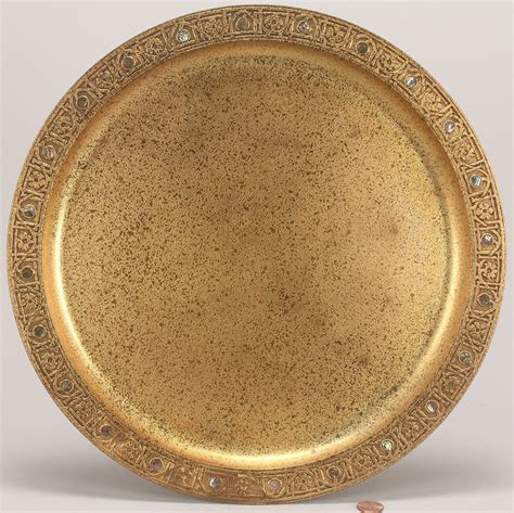 Lot 319 2 Tiffany Studios Gilt Bronze Plates Incl Charger