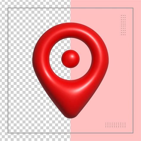 Renderização em 3d vermelho realista mapa 3d pin ponteiro gps ponteiro