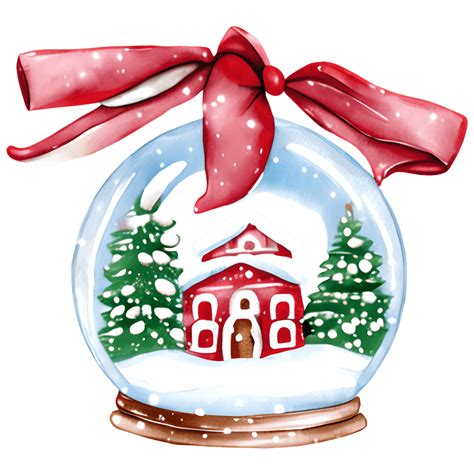 Christmas Snow Globe Clipart Watercolor Creative Fabrica