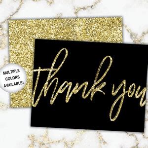 Gold Thank You Cards Gold Glitter Thank You Cards Printable Thank You Notecards Printable Thank ...