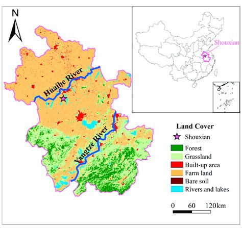 MODIS land use/land cover (resolution: 500 m) in eastern China in 2016. | Download Scientific ...