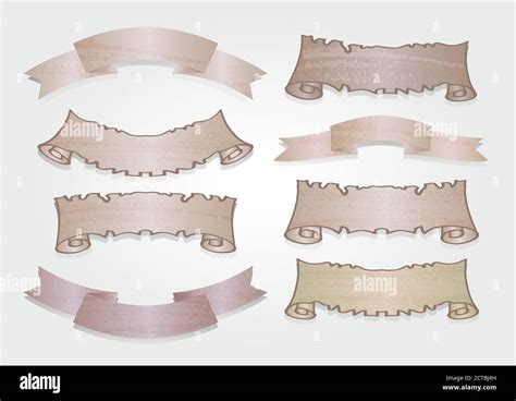 Vector Set Of Old Tattered Banners And Sepia Ribbons Stock Vector Image