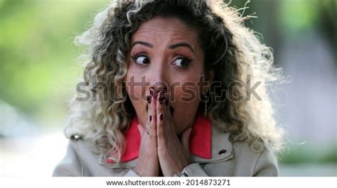 Funny Confused Scared Woman Shocking Reaction Stock Photo 2014873271 ...