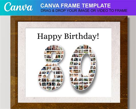 80th Birthday T Personalized Photo Collage For Grandma 80 Birthday T For Grandpa Number