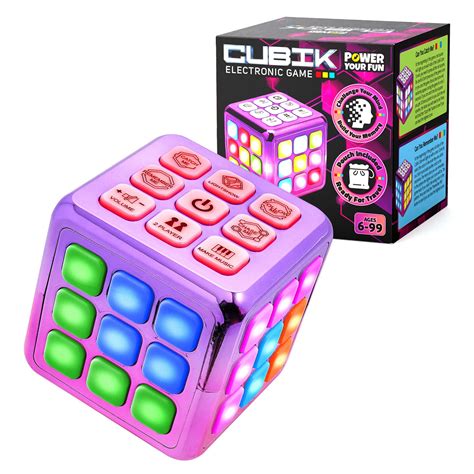 Power Your Fun Cubik Led Flashing Cube Memory Game Metallic Pink