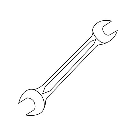 Wrench Outline Icon Illustration On White Background 10090244 Vector