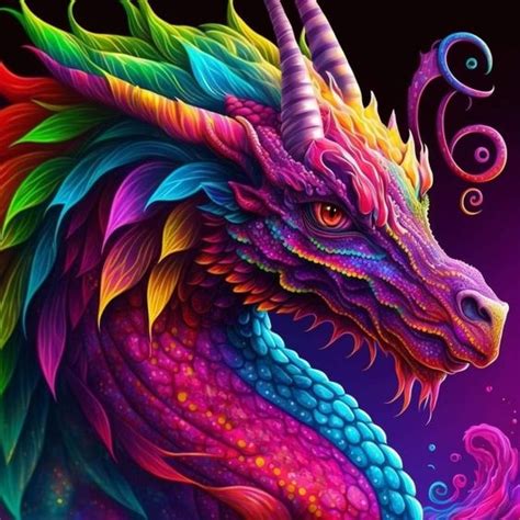 Colorful Dragon Canvas Full Round Square Drill Diamond Painting