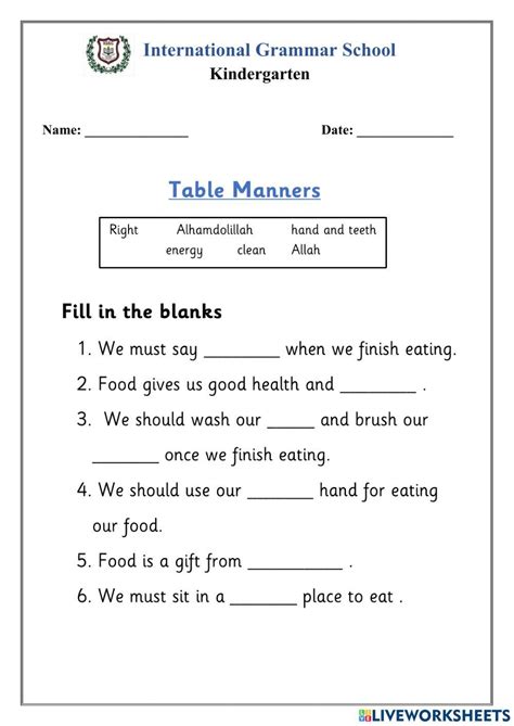 Free Table Manners Worksheet Download Free Table Manners Worksheet Png Images Free Worksheets