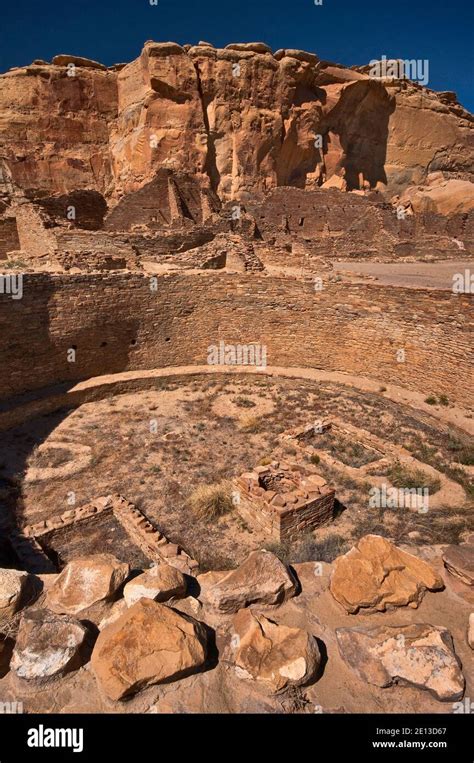 Great Kiva At Pueblo Bonito Anasazi Indian Ruins North Mesa Behind