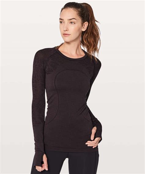 Lululemon Swiftly Tech Long Sleeve Crew - Black Cherry / Black - lulu ...