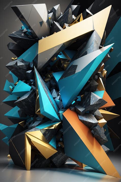 Premium AI Image | 3d black and gold geometric abstract