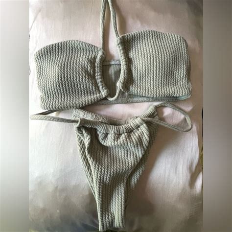 Planet Blue Swim Sage Green Bikini Set Bandeau Halter Poshmark