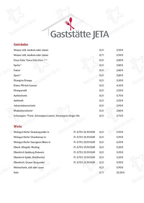 Speisekarte Von Gastst Tte Jeta Restaurant Ettlingen