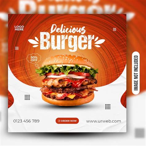 Premium Psd Delicious Burger Social Media Post Or Promotional Ads