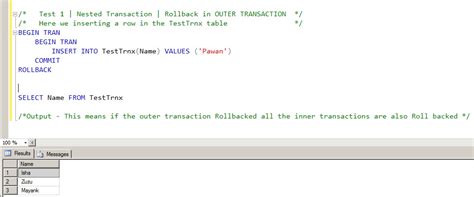 Sql Server Nested Transactions Rollback Or Commit Confusions