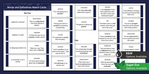 Words And Definitions Match Cards Profesor Hizo Twinkl