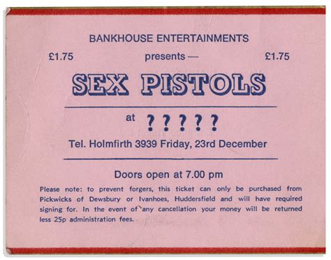 Lot Detail Sex Pistols Ticket For Their Last UK Concert On Christmas