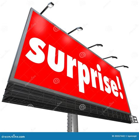 Surprise Red Billboard Banner Advertisement Shocking Discovery Stock