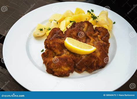 Fried Schnitzel Stock Image Image Of Juicy Delicacy 58060675