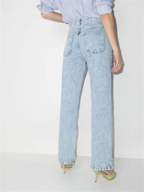 Isabel Marant Calça Jeans Reta Com Bordado Floral Azul Farfetch Br